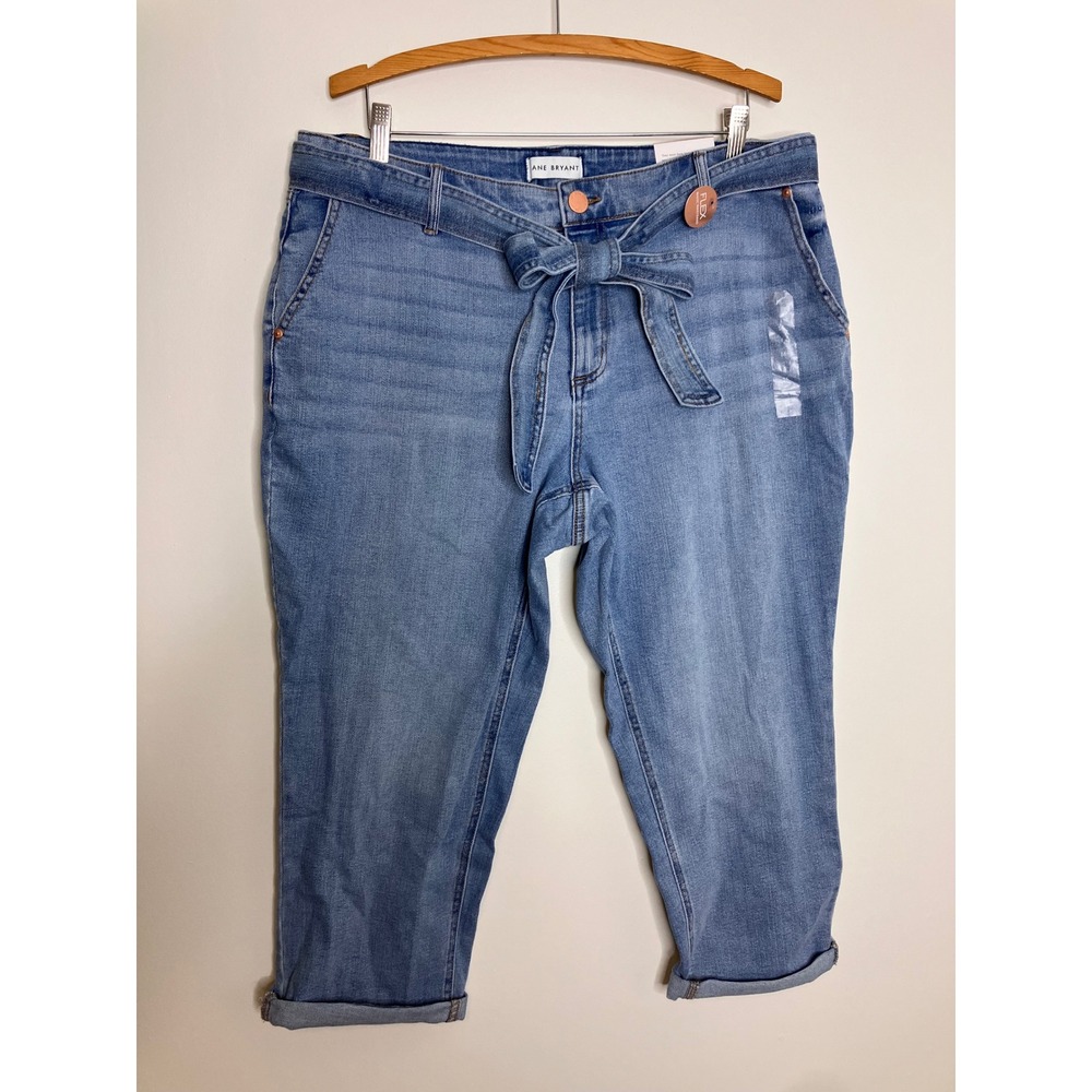 Lane Bryant Straight Jeans Womens 16 Blue New Tie Waist Flex Magic High Rise